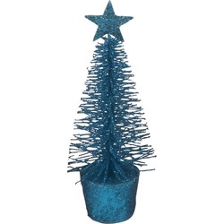 Klein blauw kerstboompje 15 cm - Kunstkerstboom