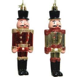 2x Kerstboomhangers notenkrakers poppetjes/soldaten 9 cm - Kersthangers