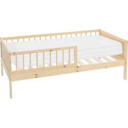 Kinderbed 80x160 cm met matras, lattenbodem en uitvalbescherming in natuurlijk ML-design