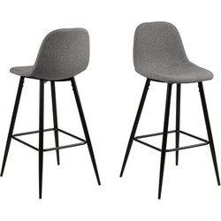 Barkruk Lichtgrijs/Zwart - Zithoogte 75cm - Willy - Set van 2