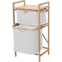 Cosmo Casa  Wasmand - Plank wasmand wasrek badkamerrek opslag - Bamboe 84x44x34cm 72l - Crème - Wit