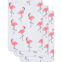 Jollein Hydrofiel Washandje Flamingo (3pack)