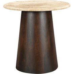 Livingfurn - Salontafel Valentino Round 45cm - Mangohout / Travertin