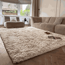 Hoogpolig Vloerkleed Pilo Ivoor Wit Polyester Interieur05 - 200 x 290 cm - (L)