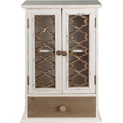 Clayre & Eef Wandkast  32x13x51 cm Wit Bruin Hout Opbergkast