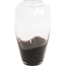 Vase - Glass - Dipdye - Clear/Brown - 18x18x30cm