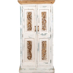 Clayre & Eef Wandkast  76x38x151 cm Wit Bruin Hout Opbergkast