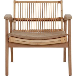 MUST Living Lounge chair Marvin,75x68x75 cm, teakwood, rattan with cushion jute
