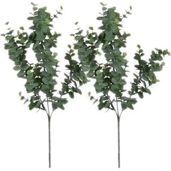 2 stuks Eucalyptus kunstbloemen takken 65 cm decoratie - Kunstplanten