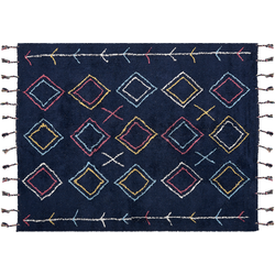CORUM - Laagpolig vloerkleed - Zwart - 160 x 230 cm - Katoen
