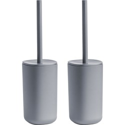 2x Stuks WC/Toiletborstel houder kunststof - grijs - D9 x 35 cm - modern - Toiletborstels
