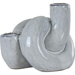 Candleholder - Candle holder in ceramic, mottled white, 10,5x12,5x10,5 cm