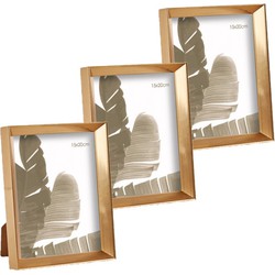Kunststof fotolijst - 3x stuks - goud - geschikt voor een foto van 15 x 20 cm - Fotolijsten