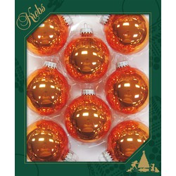 Krebs Kerstballen - 8x st - oranje - 7 cm - glas - orange crunch - Kerstbal