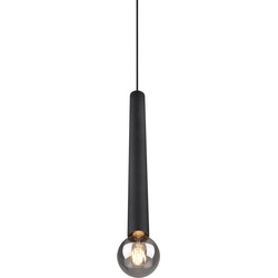 Microfoonvormige single hanglamp 1xE27 mat zwart