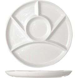 Cosy & Trendy gourmetbord met vakjes - 2x - wit - porselein - D24 cm - Gourmetborden