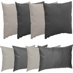 Hesperide Bank/sier/tuin kussens - binnen/buiten - 8x stuks - grijs/taupe - 2 formaten - Sierkussens