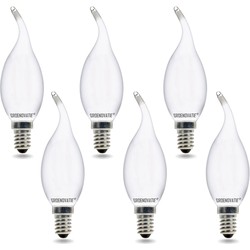 Groenovatie E14 LED Filament Kaarslamp Tip 2W Warm Wit Dimbaar Mat 6-Pack