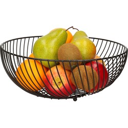 Fruitschaal/fruitmand rond zwart metaal 30 cm - Fruitschalen