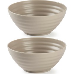 Set van 4x kommetjes/schaaltjes - Dessert/ontbijt - Kunststof - D14 cm - Taupe - Kommetjes