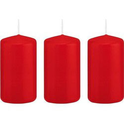 Trend Candles stompkaars - 3x - rood - 5 x 10 cm - 23 branduren - Stompkaarsen