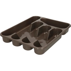 Excellent Houseware Bestekbak/keuken Organizer - 5-Vaks - Bruingrijs - 33,5 x 26,5 x 3,5 cm - Bestekbakken