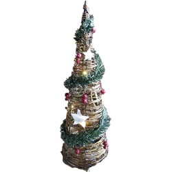 Gerimport LED piramide kerstboom - H80 cm - rotan - kerstverlichting - kerstverlichting figuur