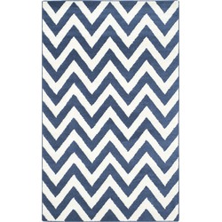 Safavieh Chevron Geweven Binnen/Outdoor Vloerkleed, Amherst Collectie, AMT419, in Navy & Beige, 183 X 274 cm