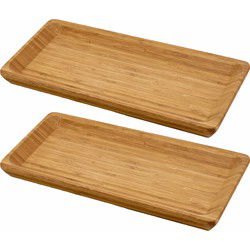 Tapas/hapjes serveerplankje - Set van 4x stuks - bamboe - 25 x 13 cm - Serveerplanken