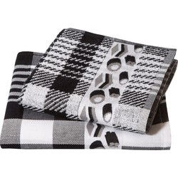 Twentse Damast Hollandse Collectie - Keukentextiel - Keukendoekenset - Katoen - 2 stuks - Zwart Snoep