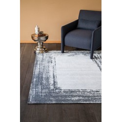 Teos Vintage Grijs vloerkleed - Lijstmotief - 135 X 190 CM