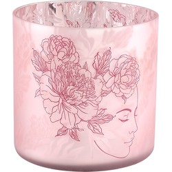 PTMD Shana Windlicht - 15 x 15 x 15 cm  - Glas - Roze