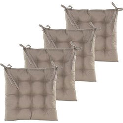 Anna's collection Stoelkussen gewatteerd - 4x - taupe - 38 x 38 cm - tuinstoelkussens