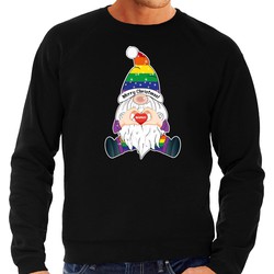 Bellatio Decorations foute kersttrui/sweater heren - Pride Gnoom - zwart - LHBTI/LGBTQ kabouter L - kerst truien