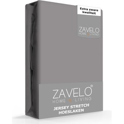 Zavelo® Jersey Hoeslaken Antraciet-Lits-jumeaux (190x220 cm)