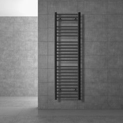 Badkamerradiator Sahara 400 x 1500 mm antraciet gebogen met zijaansluiting