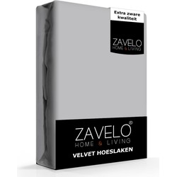 Zavelo Flanel Velvet Hoeslaken Grijs-Lits-jumeaux (160x200 cm)