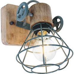 Trendy Spot - Anne Light & Home - Hout - Trendy - E27 - L: 14cm - Voor Binnen - Woonkamer - Eetkamer - Groen