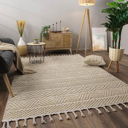 Laagpolig Scandi Munilia Vloerkleed - Creme - 200x280 cm