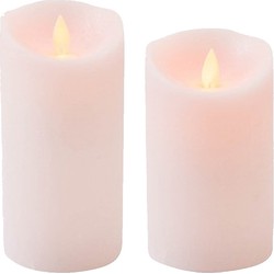 Set van 2x stuks Roze Led kaarsen met bewegende vlam - LED kaarsen