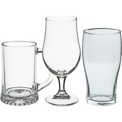 Bierglazen set - pint glazen/bierpullen/bierglazen op voet - 12x stuks - glas - Bierglazen