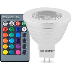 Groenovatie GU5.3 / MR16 LED Spot 3W RGB Dimbaar Incl. Afstandsbediening