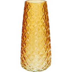 Bellatio Design Bloemenvaas - geel - glas - D10 x H21 cm - Vazen