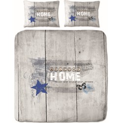 The Cotton Collection - Dekbedovertrek - Welcome Home - 140x200/220+1*60x70 cm - Blauw