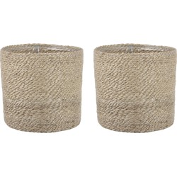 2x stuks naturel rotan planten pot mand van gedraaid jute/riet H20 en D20 cm - Plantenpotten