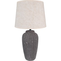 Clayre & Eef Tafellamp  Ø 24x45 cm  Beige Grijs Keramiek Rond Bureaulamp