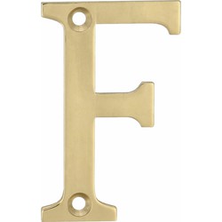 AMIG Huisnummer/letter F - massief messing - 5cm - incl. bijpassende schroeven - gepolijst - goudkleur - Huisnummers