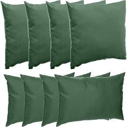 Hesperide Bank/sier/tuin kussens - binnen/buiten - 8x stuks - groen - 2 formaten - Sierkussens