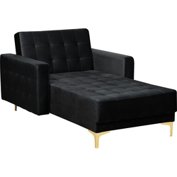 Beliani ABERDEEN - Chaise longue-Zwart-Fluweel