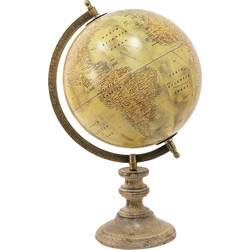 Clayre & Eef Wereldbol  22x35 cm Beige Roze Hout Ijzer Globe